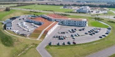 Dronefoto af DIN Forsynings domicil i Esbjerg